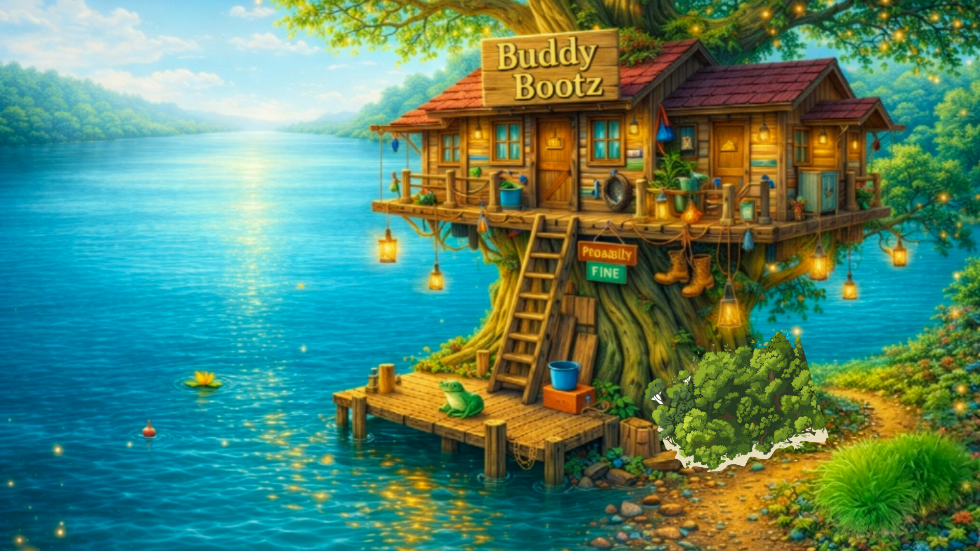 Architectural rendering sketching Buddy's multi-level elevated woodland timber escape